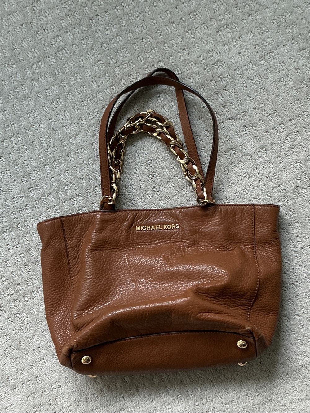 Michael Kors Chestnut Pebbled Leather Chain-Handle Tote